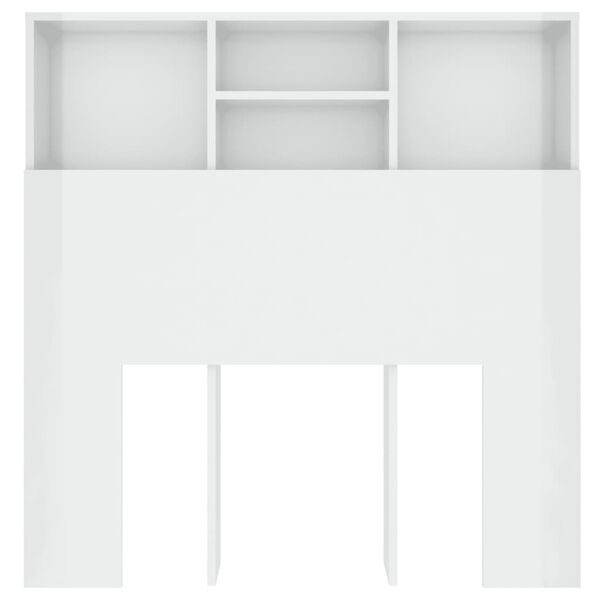 vidaXL Armoire de tête de lit Blanc brillant 100x19x103,5 cm