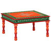 vidaXL Table basse orange bois de manguier massif peint à la main