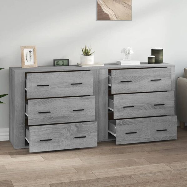 vidaXL Buffets 2 pcs sonoma gris bois d'ingénierie