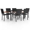vidaXL Ensemble &agrave; manger de jardin 7 pcs Noir R&eacute;sine tress&eacute;e
