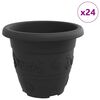 vidaXL Pot &agrave; fleurs rond 24 pc Noir &Oslash; 22 x 18 cm Plastique