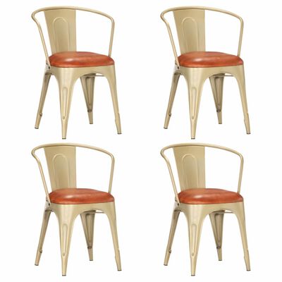 3056496 vidaXL Dining Chairs 4 pcs Brown Real Leather (2x286606)