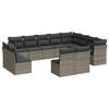 vidaXL Salon de jardin avec coussins 12 pcs gris r&eacute;sine tress&eacute;e