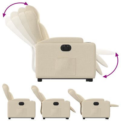 vidaXL Fauteuil inclinable électrique crème tissu