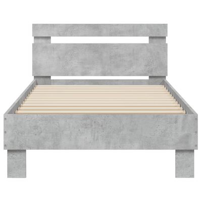 vidaXL Cadre de lit sans matelas avec tête de lit gris béton 75x190 cm