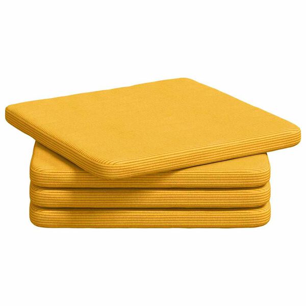 vidaXL Coussins de si&egrave;ge 4 pcs Jaune clair 40 x 40 x 3 cm