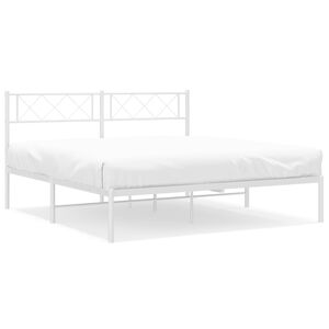 vidaXL Cadre de lit m&eacute;tal sans matelas et t&ecirc;te de lit blanc 120x190 cm