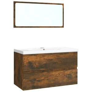 vidaXL Meubles de salle de bain Ch&ecirc;ne fum&eacute; Bois d'ing&eacute;nierie
