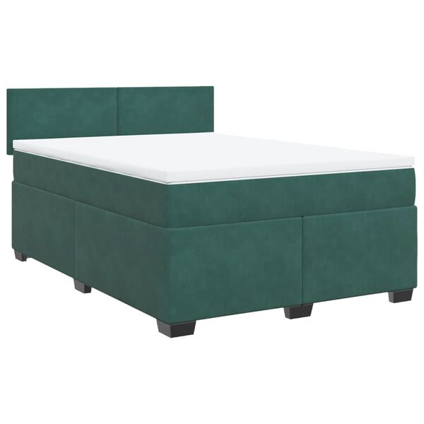 vidaXL Sommier &agrave; lattes de lit et matelas Vert fonc&eacute; 140x190cm Velours