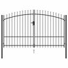 vidaXL Portillon double porte avec dessus &agrave; pointe Acier 299,5x224,5 cm Noir