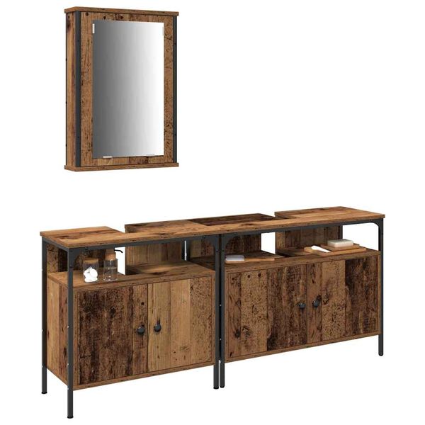 vidaXL Meubles de salle de bain 3 pcs Marron Bois d'ing&eacute;nierie