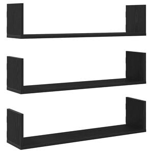 vidaXL &Eacute;tag&egrave;res murales 3 pcs Ch&ecirc;ne noir 80x18x18 cm Bois d'ing&eacute;nierie