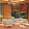 vidaXL Salon de jardin 6 pcs avec coussins gris bois de pin
