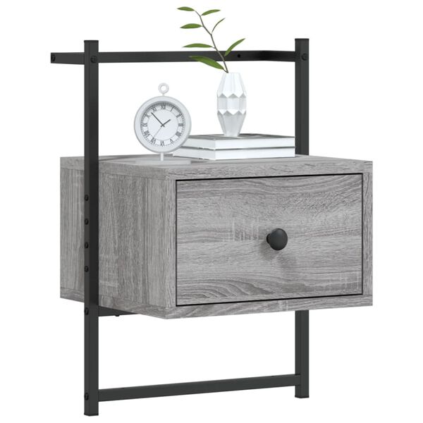 vidaXL Table de chevet murale 2 pcs sonoma gris 35x30x51 cm
