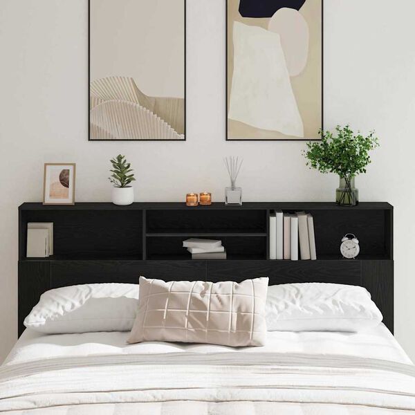 vidaXL Cabinet de T&ecirc;te de Lit Ch&ecirc;ne noir 200 x 19 x 103,5 cm