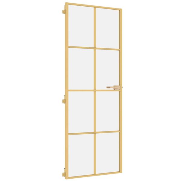 vidaXL Porte int&eacute;rieure mince dor&eacute; 76x201,5 cm verre tremp&eacute; aluminium