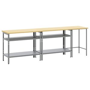vidaXL Ensemble d'&eacute;tabli 3 pcs Beige et gris Acier enduit de poudre