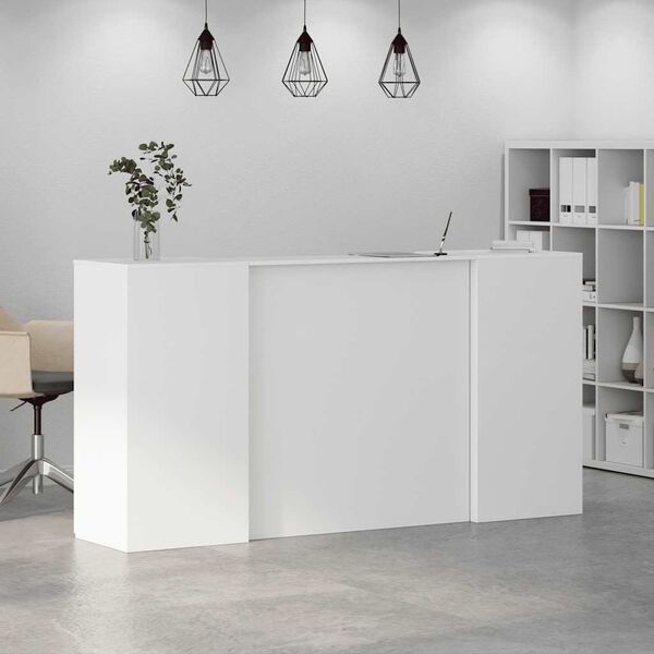 vidaXL Bureau de r&eacute;ception blanc 200x50x103,5 cm bois d'ing&eacute;nierie