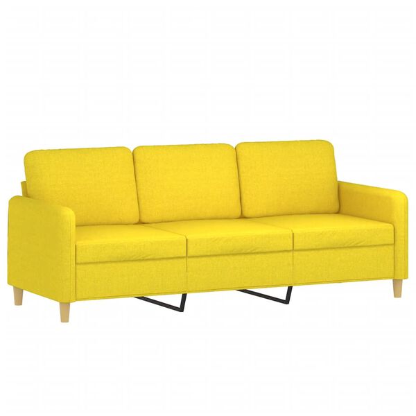vidaXL Canap&eacute; &agrave; 3 places avec repose-pieds Jaune clair 180 cm Tissu