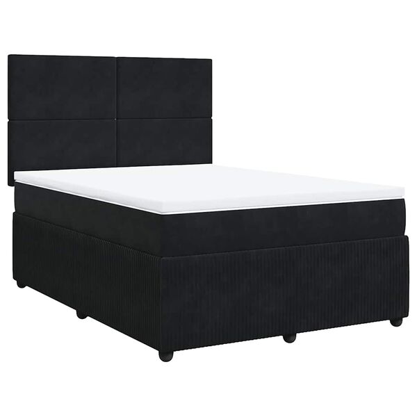 vidaXL Sommier &agrave; lattes de lit et matelas Noir 160x200 cm Velours