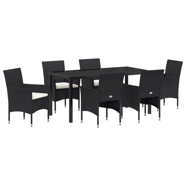 vidaXL Ensemble de salle &agrave; manger pour jardin 7 pcs Noir polyrotin