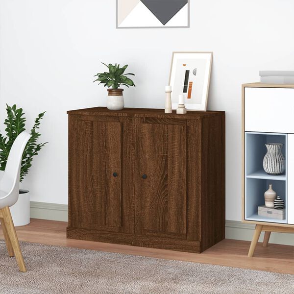 vidaXL Buffets 2 pcs chêne marron 37,5x35,5x67,5 cm bois d'ingénierie