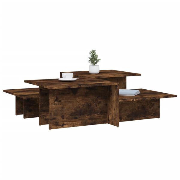 vidaXL Tables basses 2 pcs Ch&ecirc;ne fum&eacute; Bois d'ing&eacute;nierie