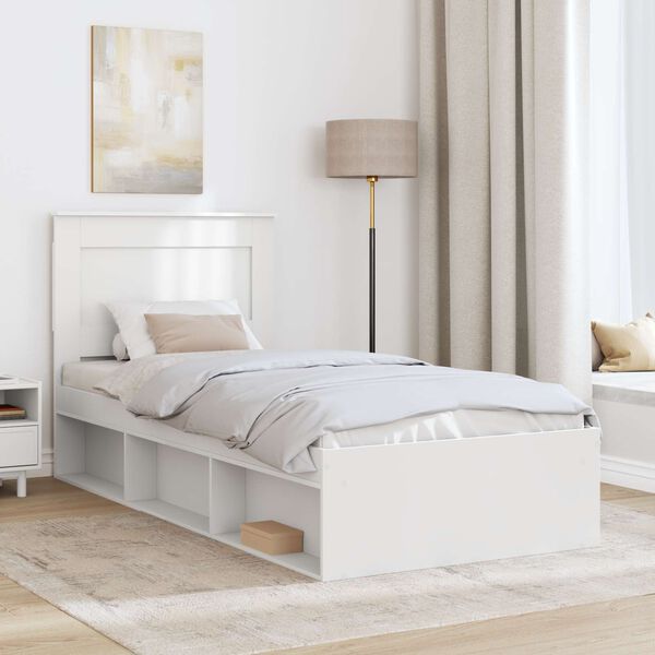 vidaXL Cadre de lit avec t&ecirc;te de lit Blanc 100 x 200 cm Pin massif
