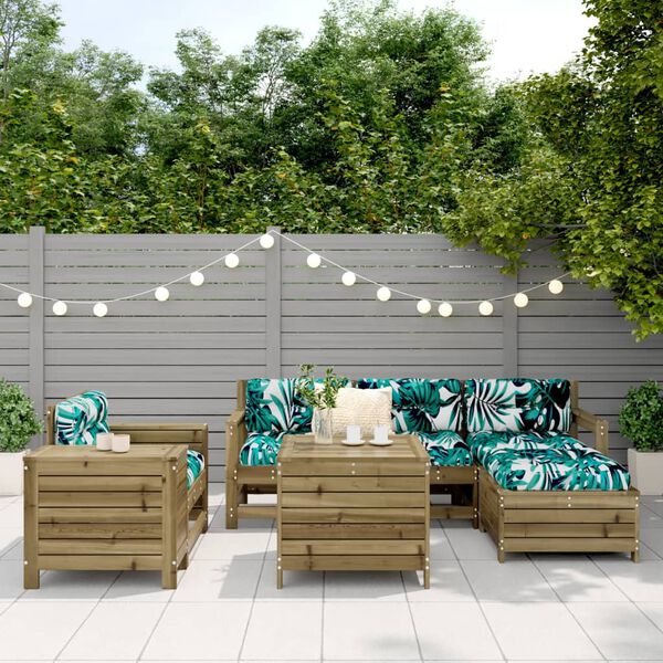 vidaXL Salon de jardin 7 pcs bois de pin impr&eacute;gn&eacute;