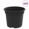 vidaXL Pot &agrave; fleurs rond 24 pc Noir &Oslash; 12,5 x 10 cm Plastique