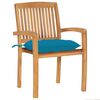 vidaXL Chaises de jardin empilables avec coussins lot de 4 Teck solide