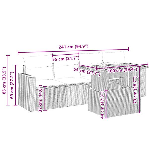 vidaXL Salon de jardin avec coussins 5 pcs beige r&eacute;sine tress&eacute;e