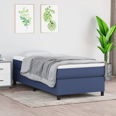 vidaXL Sommier à lattes de lit avec matelas Bleu 90x190 cm Tissu