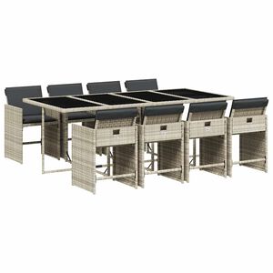 vidaXL Ensemble &agrave; manger de jardin et coussins 9 pcs gris clair rotin