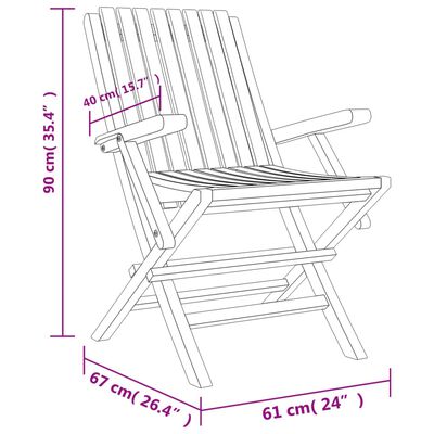 vidaXL Chaises de jardin pliantes lot de 8 61x67x90cm bois massif teck