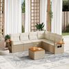 vidaXL Salon de jardin avec coussins 7 pcs beige r&eacute;sine tress&eacute;e