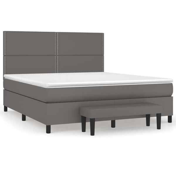 vidaXL Sommier &agrave; lattes de lit avec matelas Gris 180x200 cm Similicuir