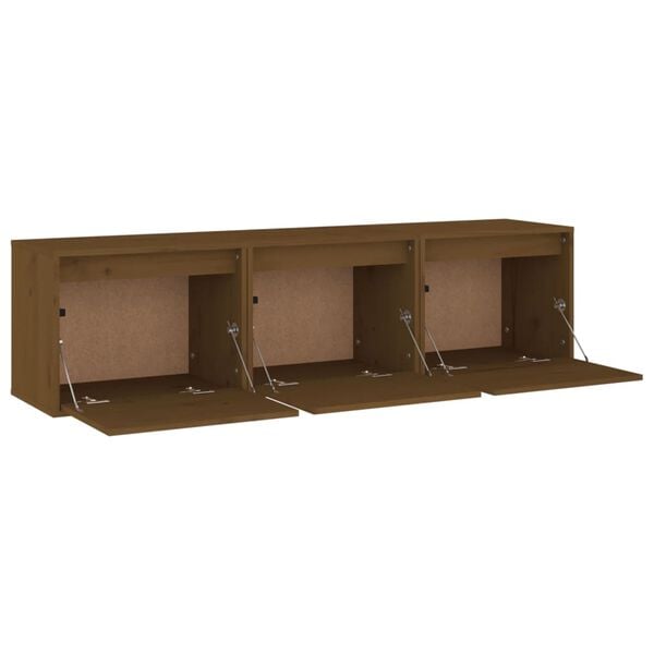 vidaXL Meubles TV 3 pcs Marron miel Bois massif de pin