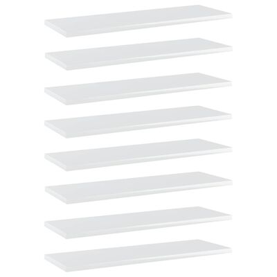vidaXL Panneaux bibliothèque 8pcs Blanc brillant 60x20x1,5cm Aggloméré