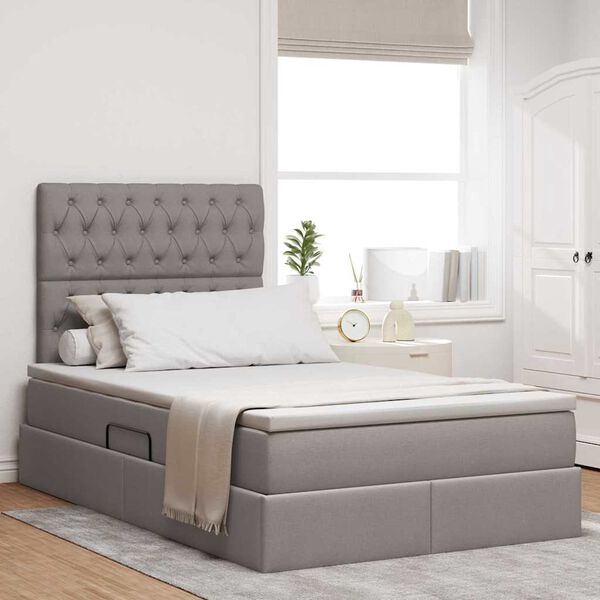 vidaXL Lit avec rangement et LED avec LED Taupe 120 x 190 cm Polyester
