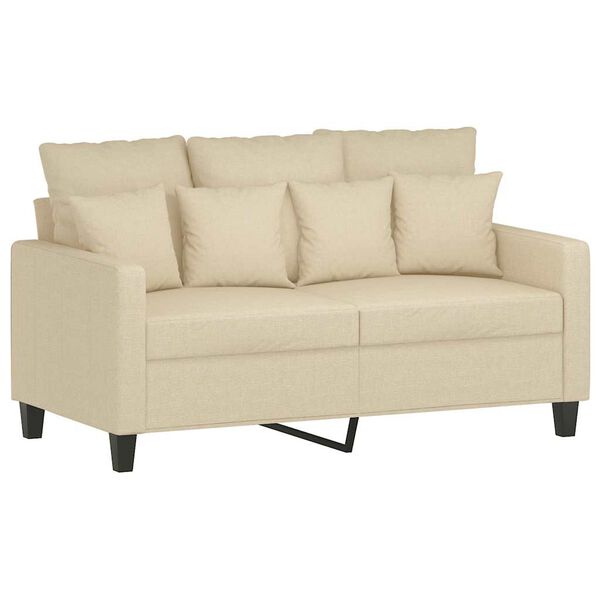 vidaXL Canap&eacute; &agrave; 2 places Cr&egrave;me 120 cm Tissu