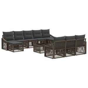 vidaXL Ensemble de canap&eacute; de jardin 11 pc Gris polyrotin