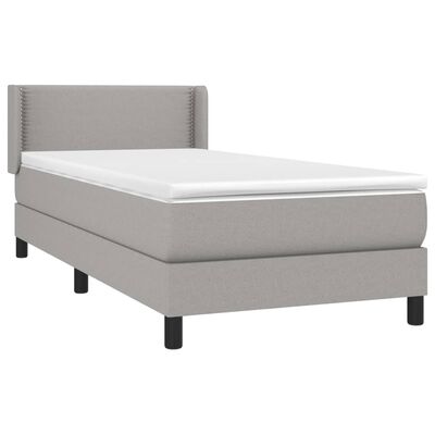 vidaXL Sommier à lattes de lit avec matelas Gris clair 90x200 cm Tissu