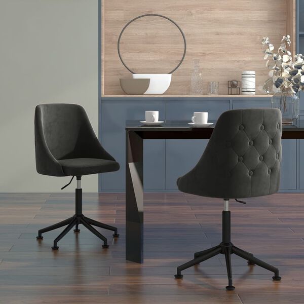 vidaXL Chaises &agrave; manger lot de 2 Gris fonc&eacute; Velours