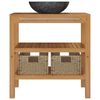 vidaXL Armoire de toilette Teck solide avec lavabo en marbre Noir