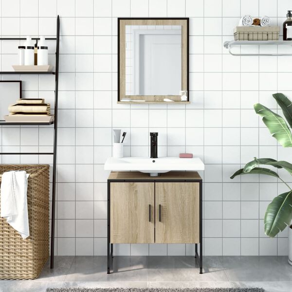 vidaXL Ensemble d'armoires de salle de bain 2 pcs ch&ecirc;ne sonoma
