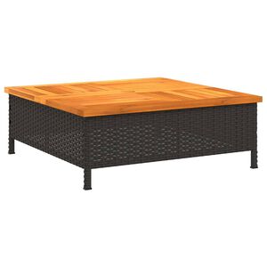vidaXL Table de jardin noir 70x70x25 cm r&eacute;sine tress&eacute;e et bois acacia