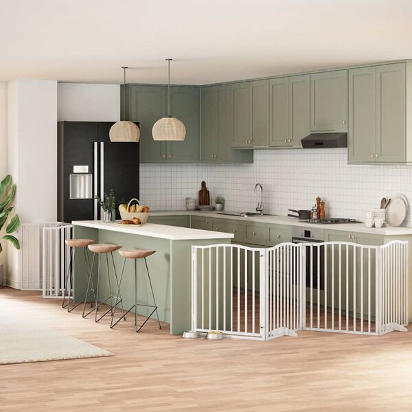 vidaXL Barri&egrave;re pour chien porte pliable 10 panneaux bois de peuplier