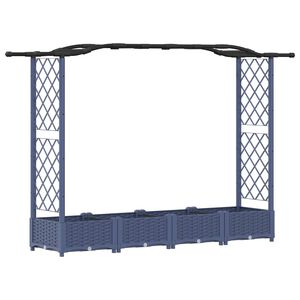 vidaXL Lit &Eacute;lev&eacute; avec Treillis et Toit Gris 207 x 40 x 123 cm PP