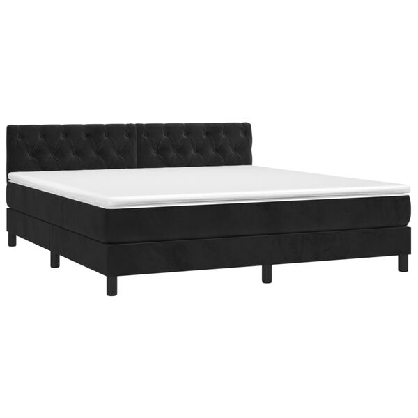 vidaXL Sommier &agrave; lattes de lit et matelas Noir 160x200 cm Velours